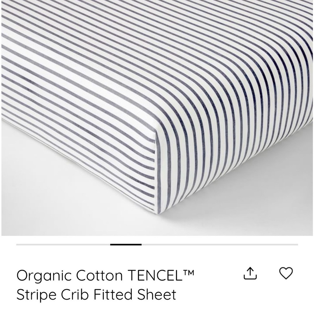 Set of 2  Pottery Barn Kids, crib sheets
   light, gray, and white stripe.